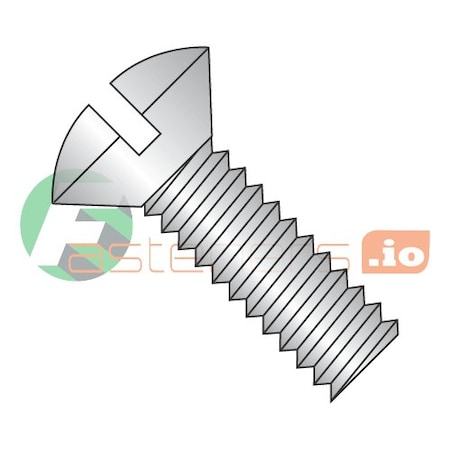 #10-32 X 7/8 In Slotted Oval Machine Screw, Plain 18-8 Stainless Steel, 2000 PK